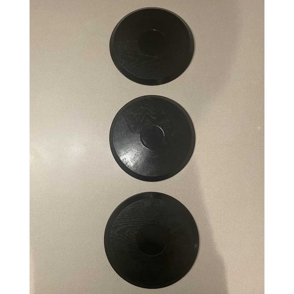 Set Of 3 Vintage Round 10" Japanese Wood Serving Tea Tray Plate Oriental Decor - Picture 2 of 16